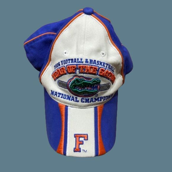 NCAA Florida Gators 2006 Football Basketball Champions Hat Blue Orange One Size - Picture 1 of 7